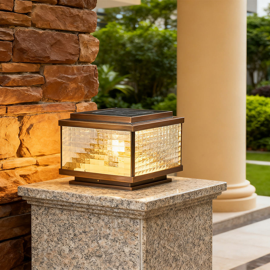 BRAMBLETON COPPER PILLAR LANTERN WITH WEATHERPROOF DESIGN