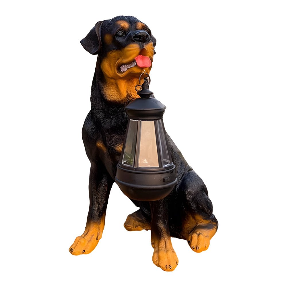 WINTERBOURNE SOLAR-ILLUMINATED CANINE LANTERN SCULPTURE