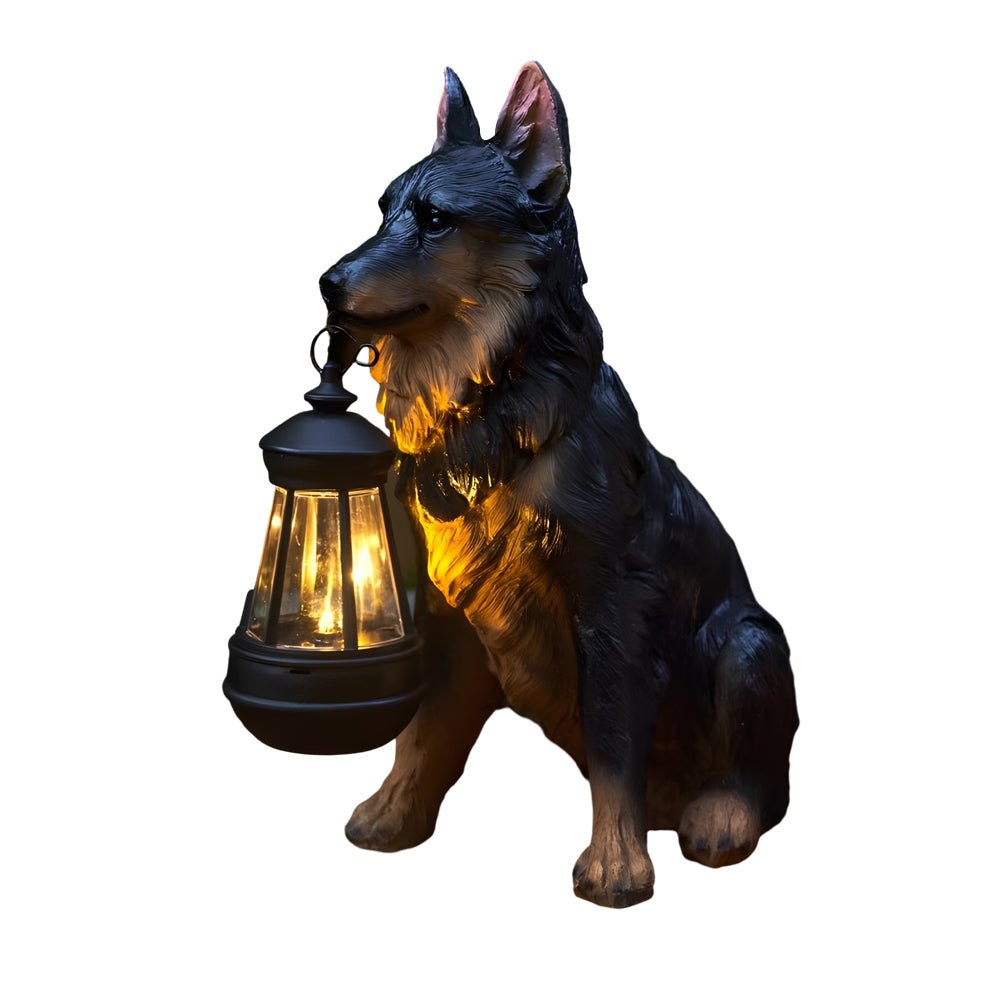 WINTERBOURNE SOLAR-ILLUMINATED CANINE LANTERN SCULPTURE