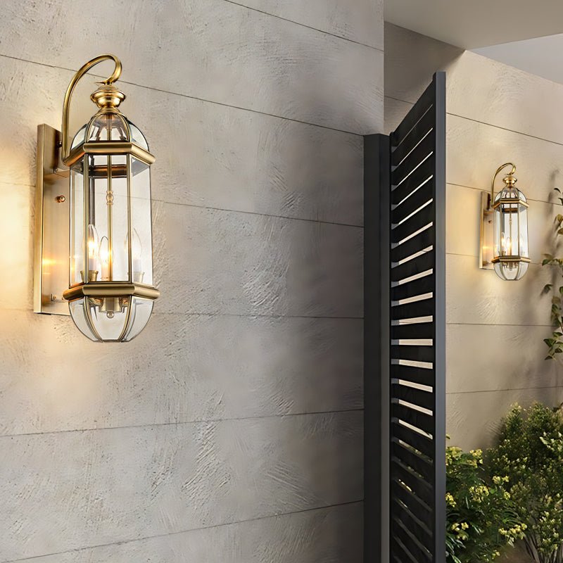 WINDSOR COPPER GLASS OUTDOOR WALL LANTERN