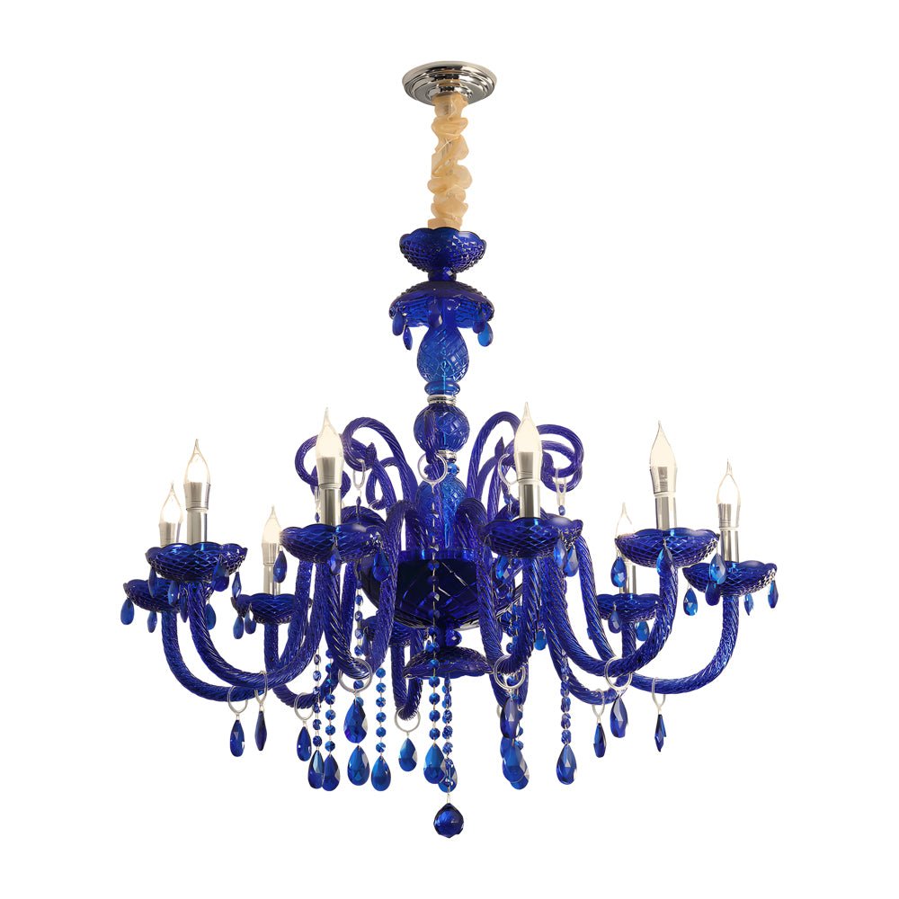 WINTERBOURNE CRYSTAL GLASS LED CHANDELIER WITH TRIPLE DIMMING IN BLUE