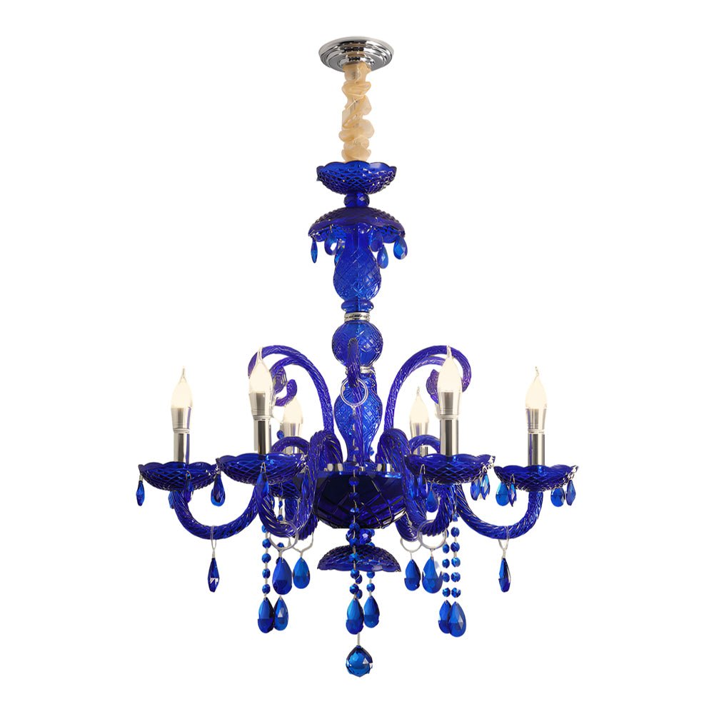 WINTERBOURNE CRYSTAL GLASS LED CHANDELIER WITH TRIPLE DIMMING IN BLUE
