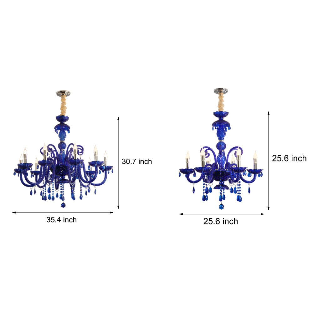 WINTERBOURNE CRYSTAL GLASS LED CHANDELIER WITH TRIPLE DIMMING IN BLUE