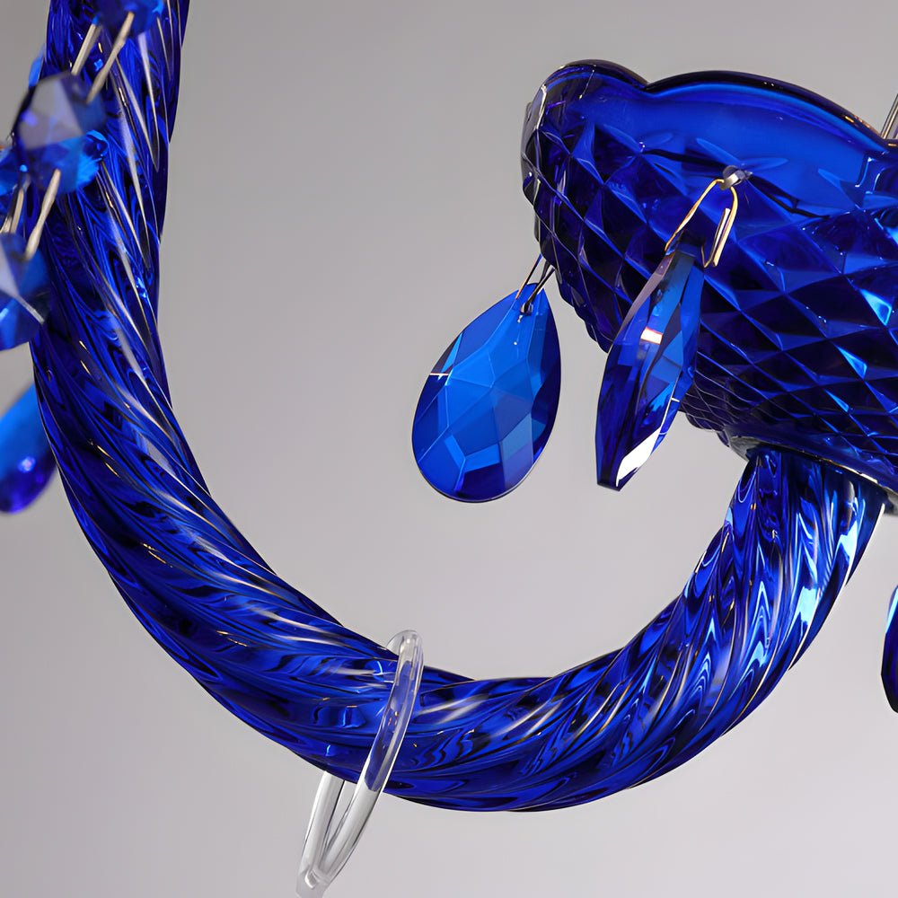 WINTERBOURNE CRYSTAL GLASS LED CHANDELIER WITH TRIPLE DIMMING IN BLUE