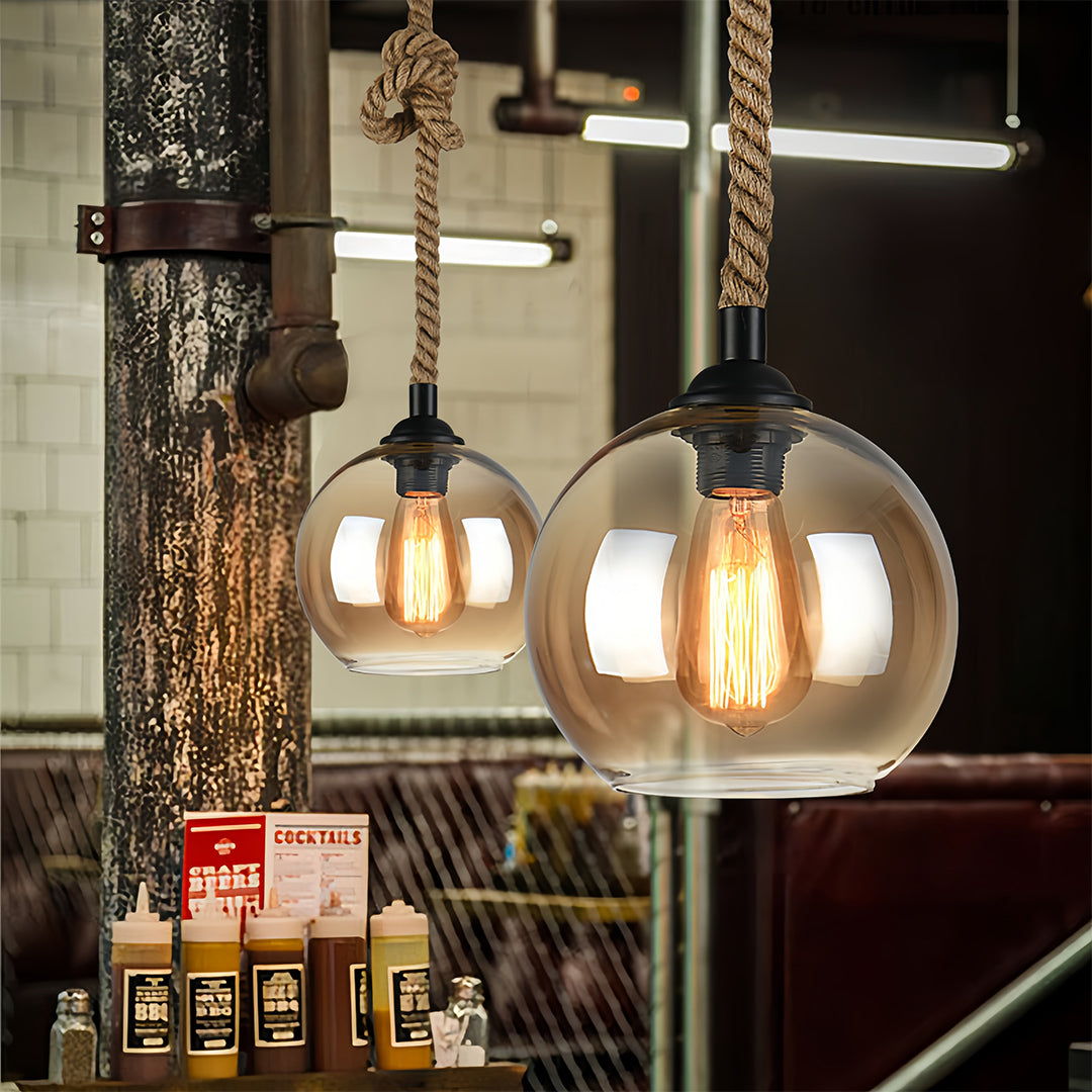 FENWICK HEMP ROPE LED HANGING LANTERN