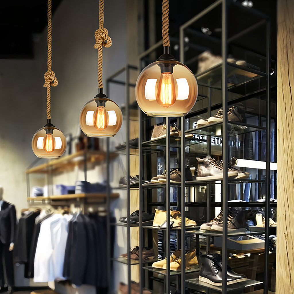 FENWICK HEMP ROPE LED HANGING LANTERN
