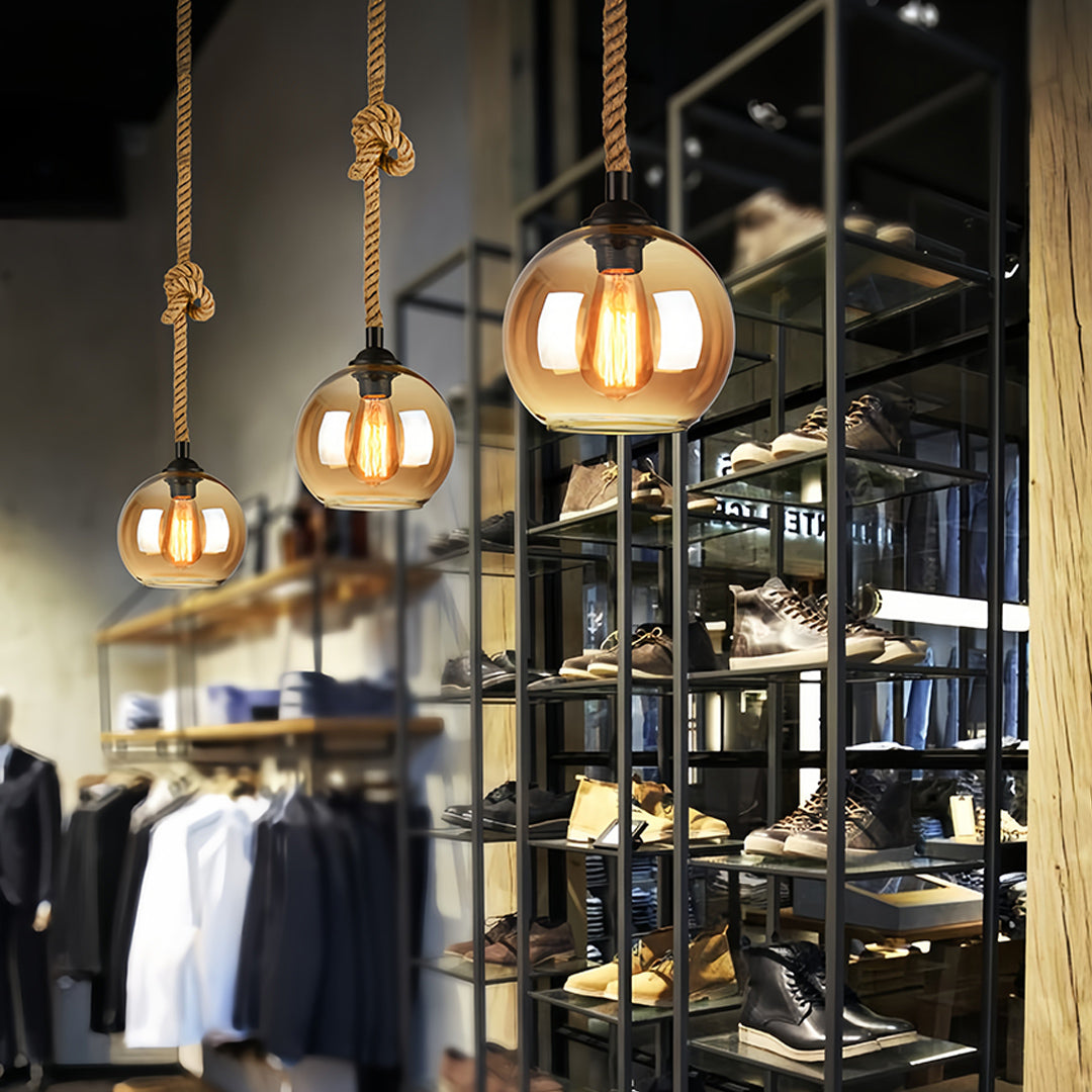 FENWICK HEMP ROPE LED HANGING LANTERN