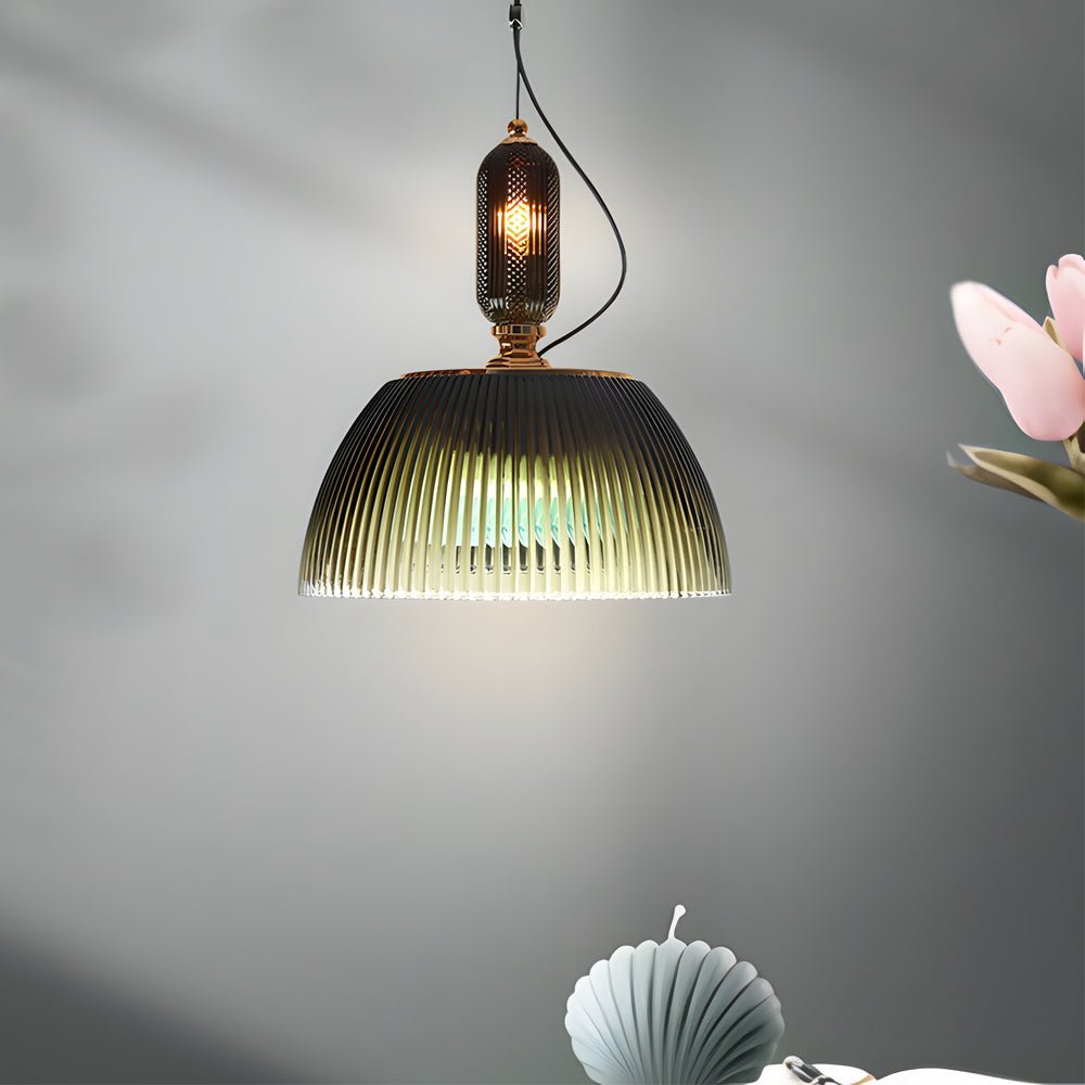 WHISTLER DARK FOREST STRIPE GLASS PENDANT LIGHT