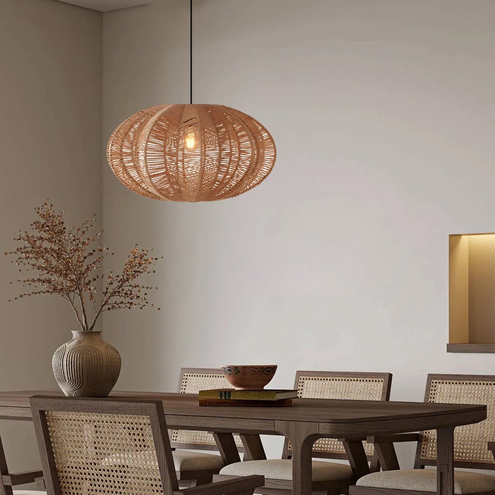FENWICK HEMP ROPE HANGING LANTERN WITH JAPANESE WABI-SABI INFLUENCE