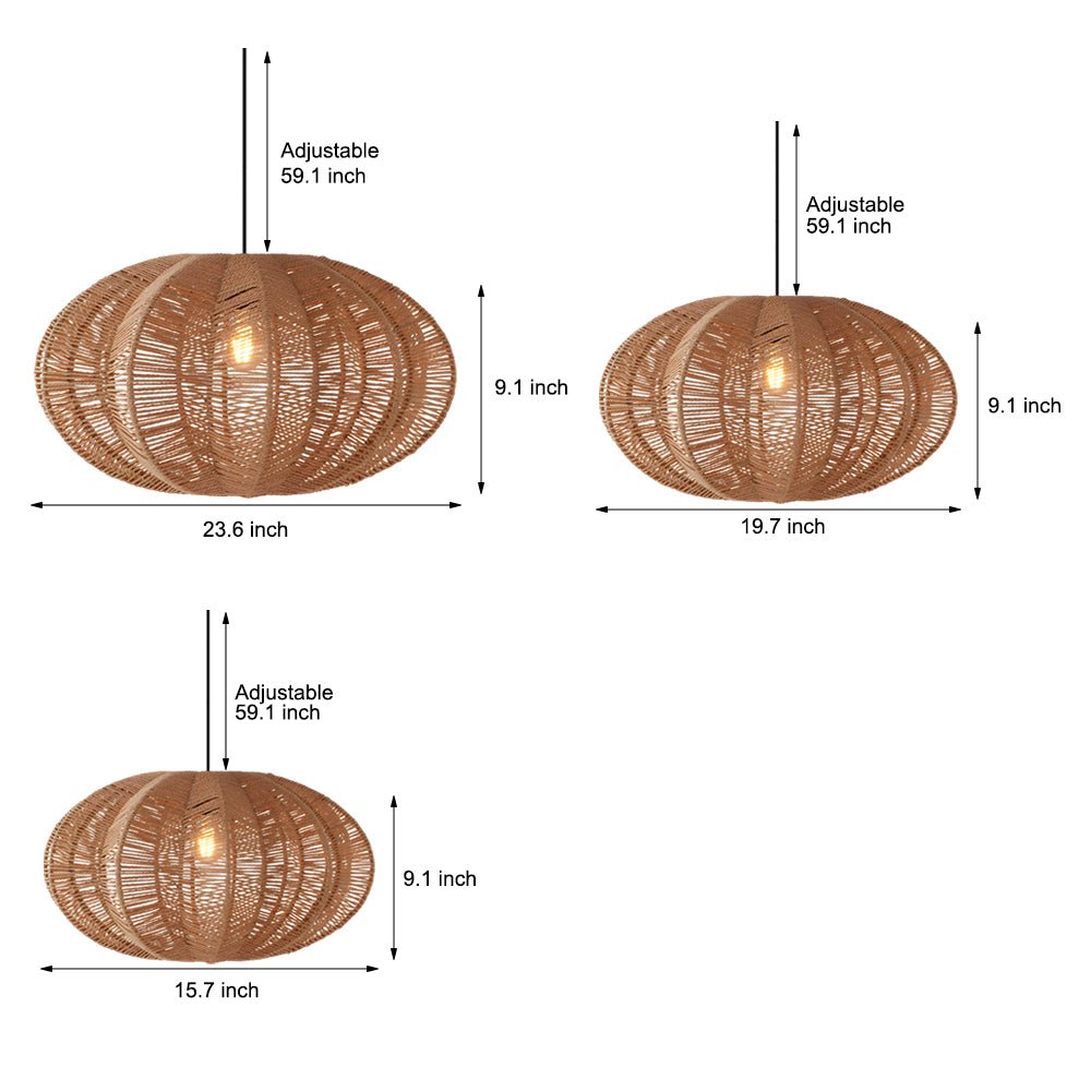 FENWICK HEMP ROPE HANGING LANTERN WITH JAPANESE WABI-SABI INFLUENCE