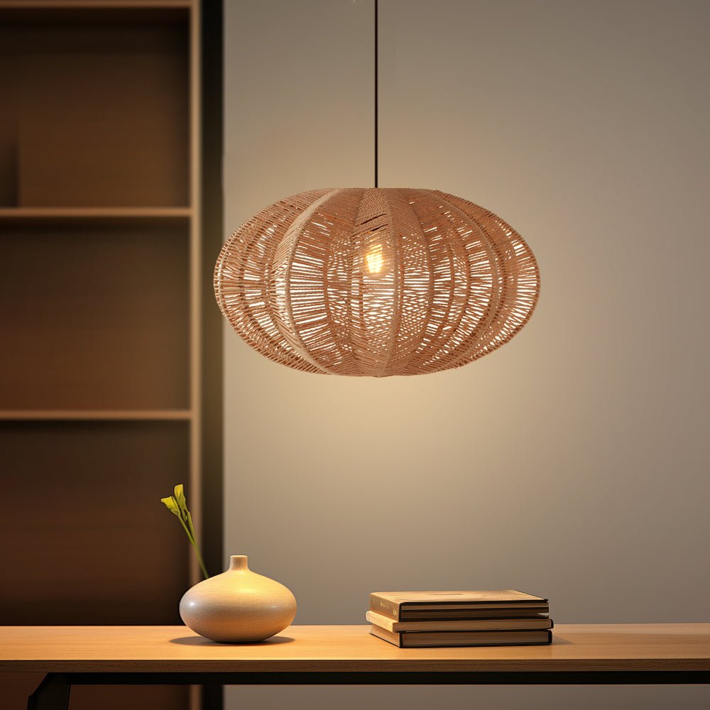 FENWICK HEMP ROPE HANGING LANTERN WITH JAPANESE WABI-SABI INFLUENCE