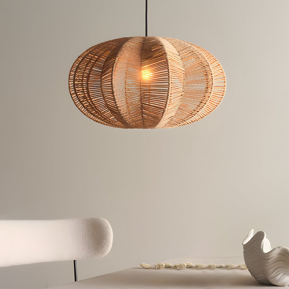 FENWICK HEMP ROPE HANGING LANTERN WITH JAPANESE WABI-SABI INFLUENCE