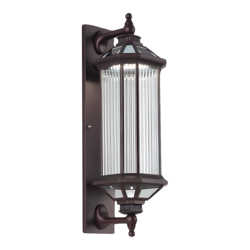 WINTHROP RECTANGULAR RIBBED GLASS SOLAR WALL LANTERN