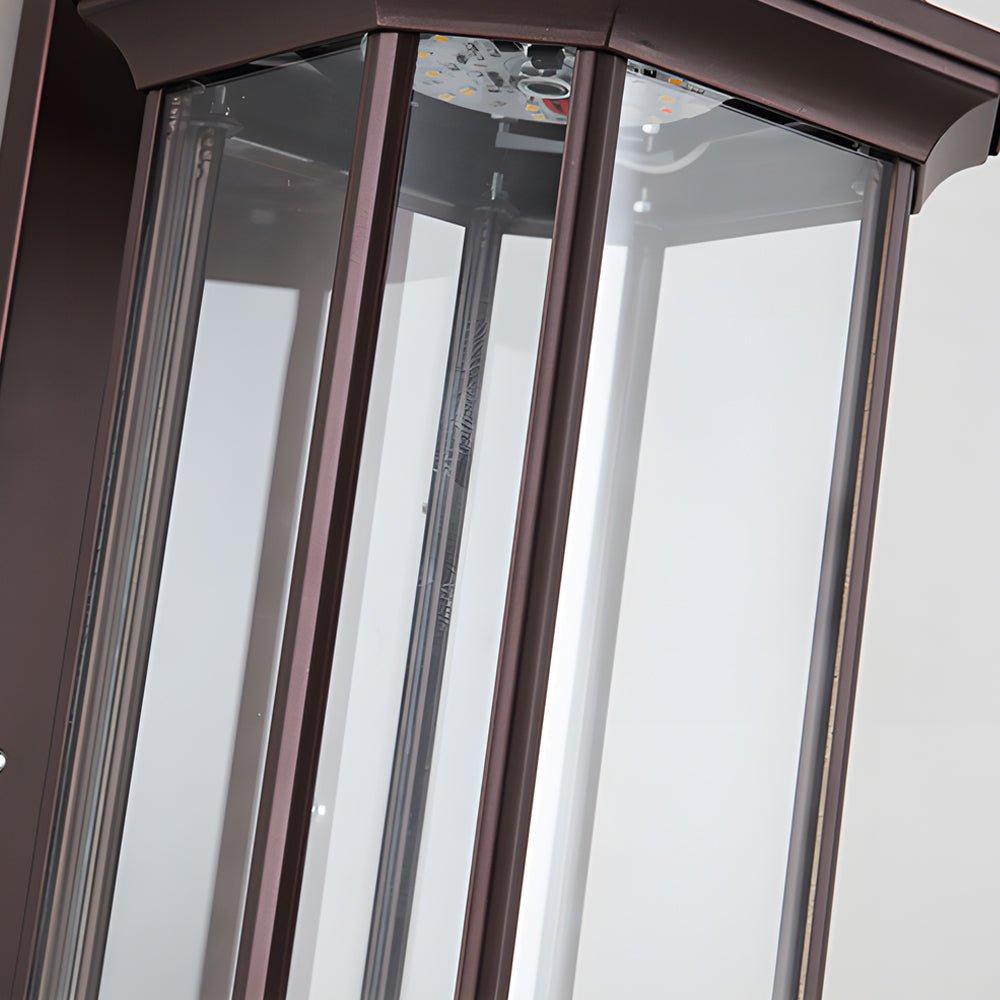 WINTHROP RECTANGULAR RIBBED GLASS SOLAR WALL LANTERN
