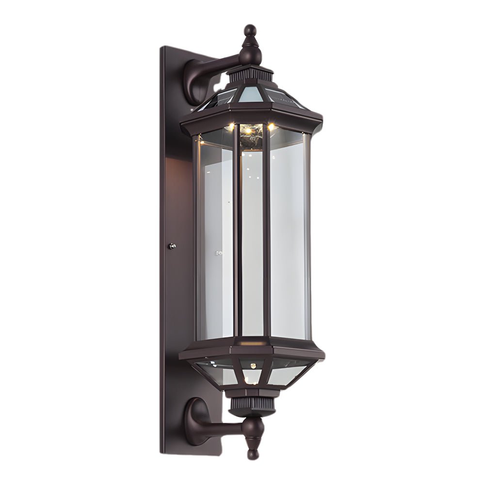 WINTHROP RECTANGULAR RIBBED GLASS SOLAR WALL LANTERN