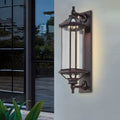 WINTHROP RECTANGULAR RIBBED GLASS SOLAR WALL LANTERN