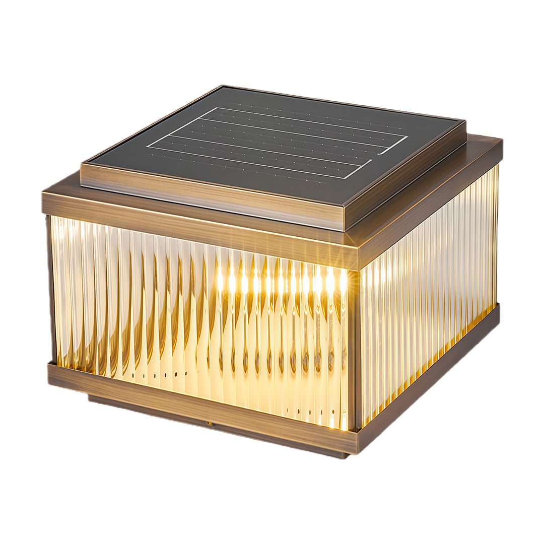 BRAMBLETON SQUARE COPPER OUTDOOR LANTERN WITH RIBBED GLASS