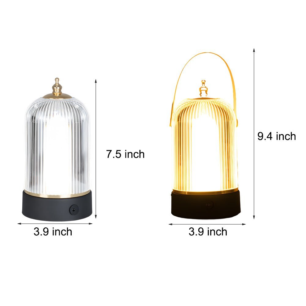 CHARLESTON RIBBED GLASS NIGHT LANTERN WITH LED GLOW