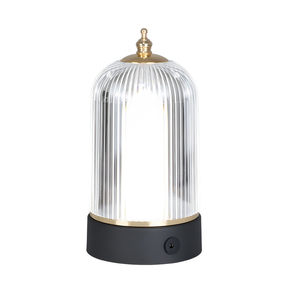 CHARLESTON RIBBED GLASS NIGHT LANTERN WITH LED GLOW