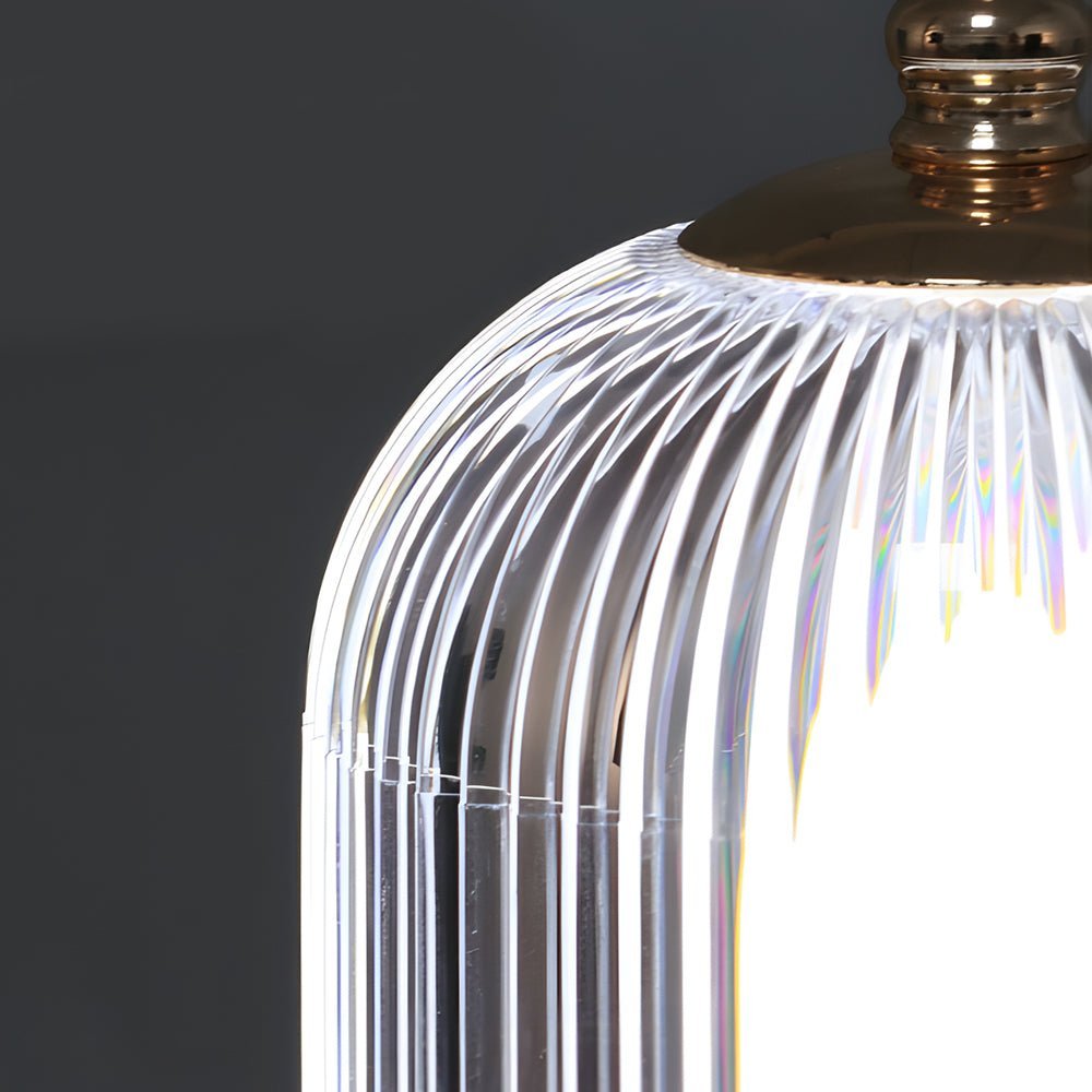 CHARLESTON RIBBED GLASS NIGHT LANTERN WITH LED GLOW