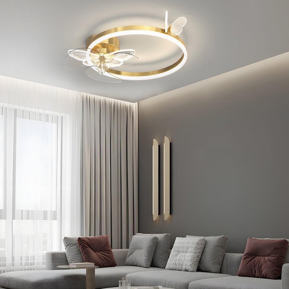 FELICITY ACRYLIC BUTTERFLY TRILOGY CEILING FAN WITH DIMMABLE LED LIGHTING