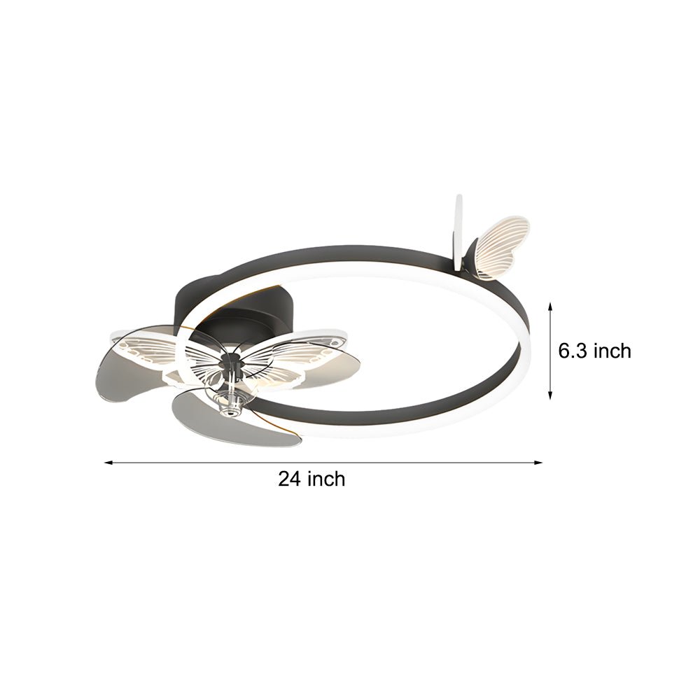 FELICITY ACRYLIC BUTTERFLY TRILOGY CEILING FAN WITH DIMMABLE LED LIGHTING