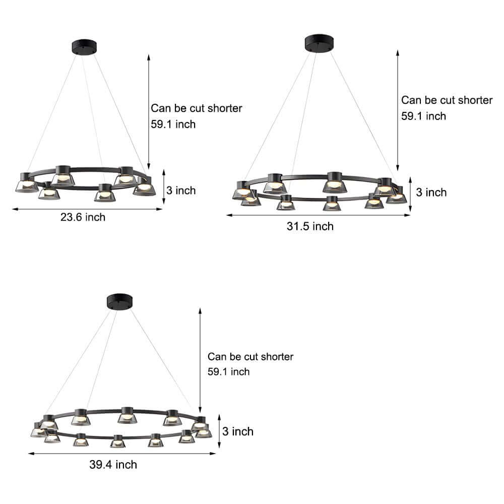 GRIMSBY SMOKEY GLASS RING PENDANT LIGHT