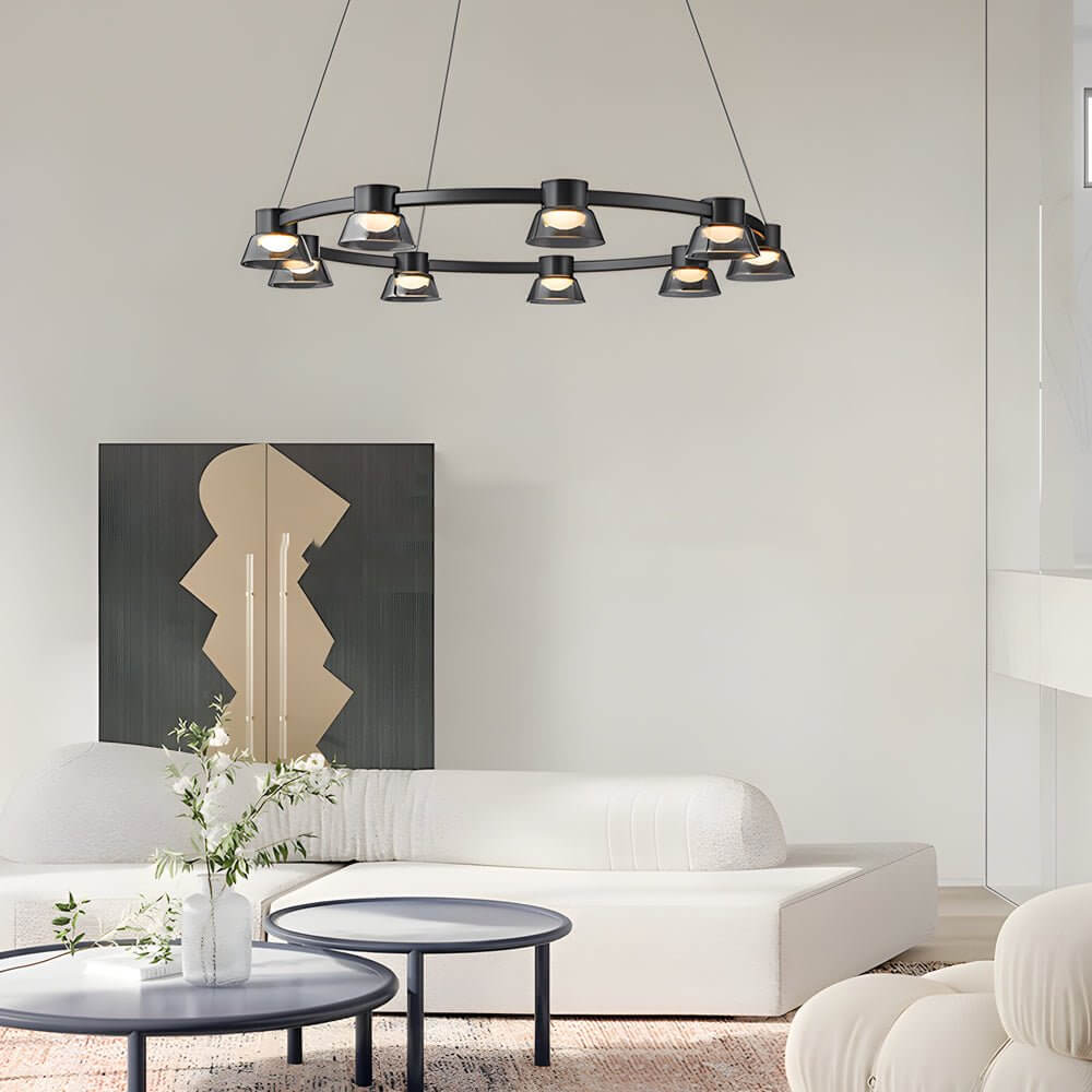 GRIMSBY SMOKEY GLASS RING PENDANT LIGHT