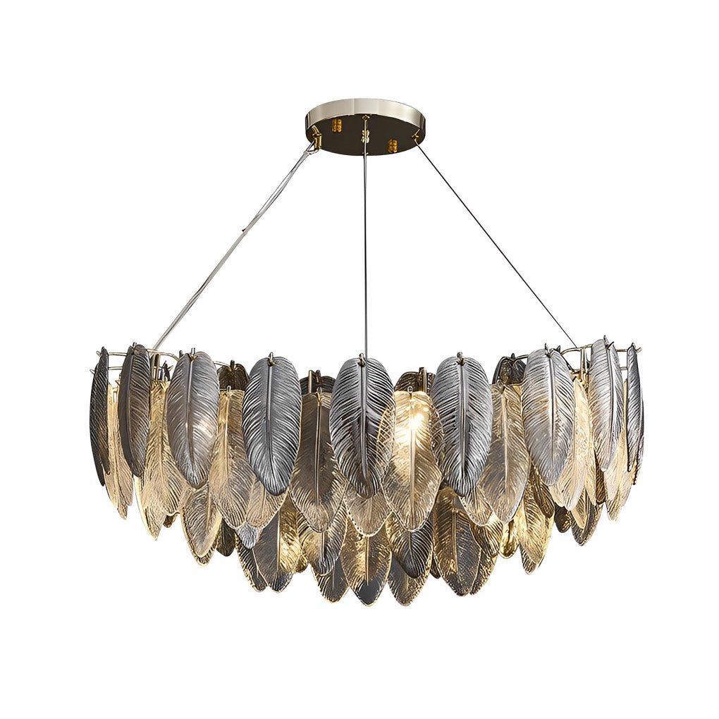 WINTHROP FEATHERED GLASS TRILOGY CHANDELIER