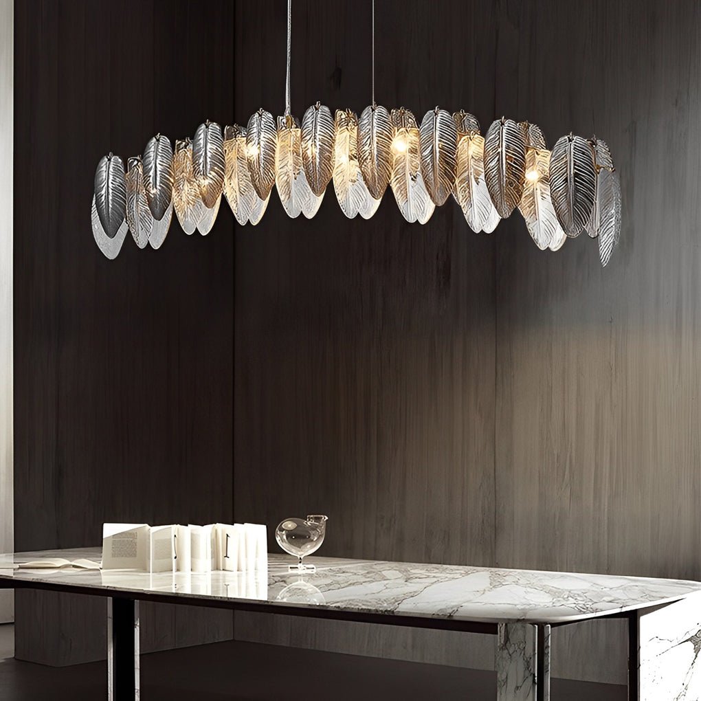 WINTHROP FEATHERED GLASS TRILOGY CHANDELIER