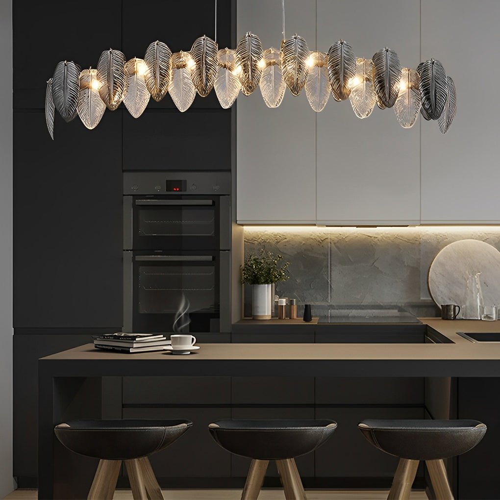 WINTHROP FEATHERED GLASS TRILOGY CHANDELIER