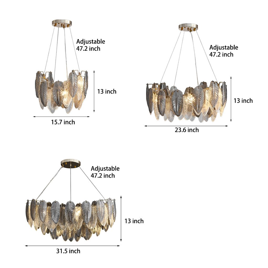 WINTHROP FEATHERED GLASS TRILOGY CHANDELIER