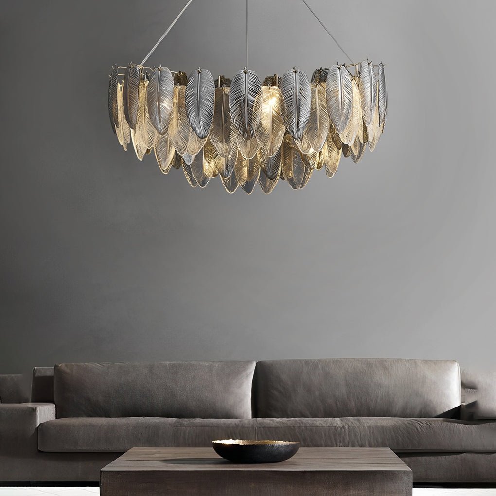 WINTHROP FEATHERED GLASS TRILOGY CHANDELIER