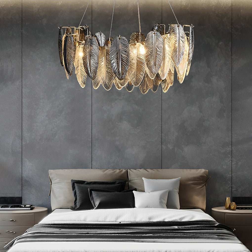 WINTHROP FEATHERED GLASS TRILOGY CHANDELIER