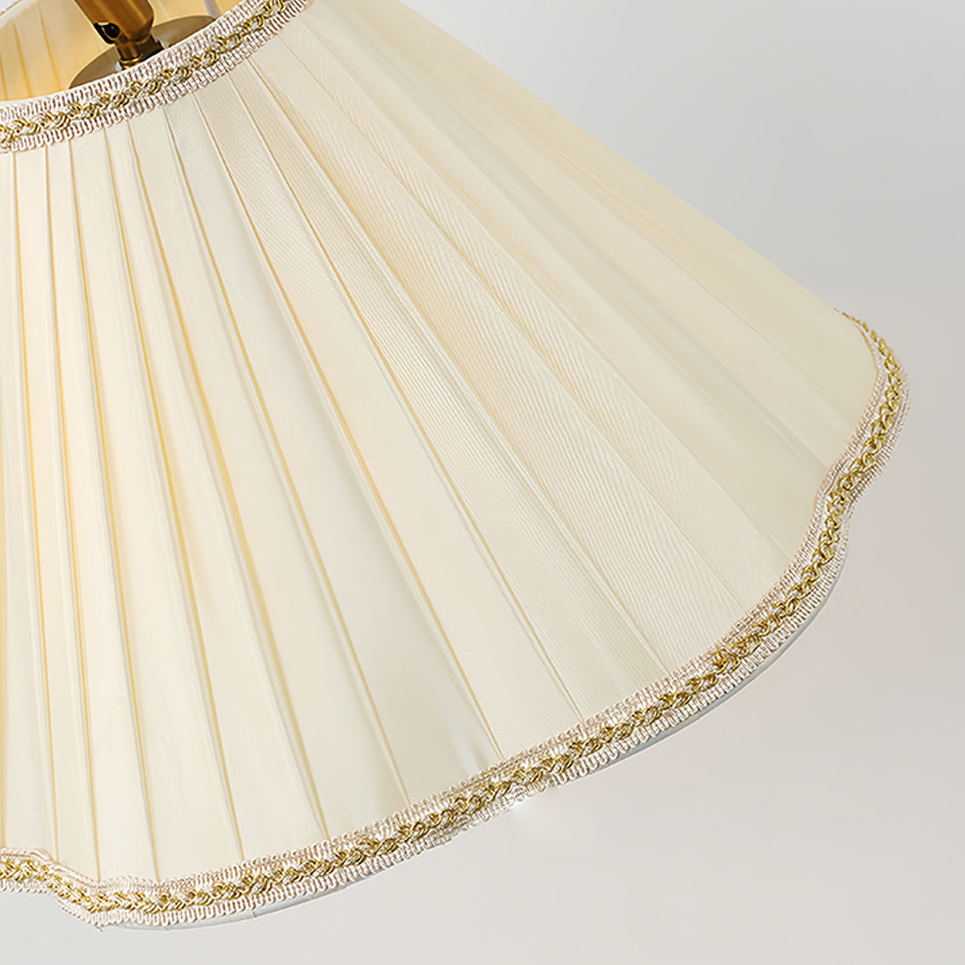 WHITBY WALNUT STANDING LAMP WITH VINTAGE FABRIC SHADE