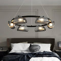 WINTERBOURNE CURVED GLASS LED CHANDELIER WITH STRIPED DETAIL