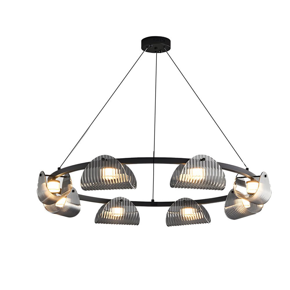 WINTERBOURNE CURVED GLASS LED CHANDELIER WITH STRIPED DETAIL