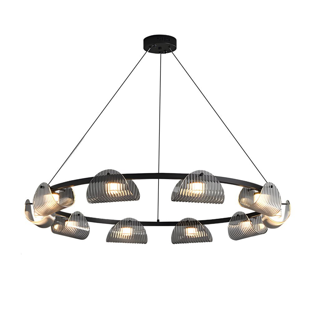 WINTERBOURNE CURVED GLASS LED CHANDELIER WITH STRIPED DETAIL