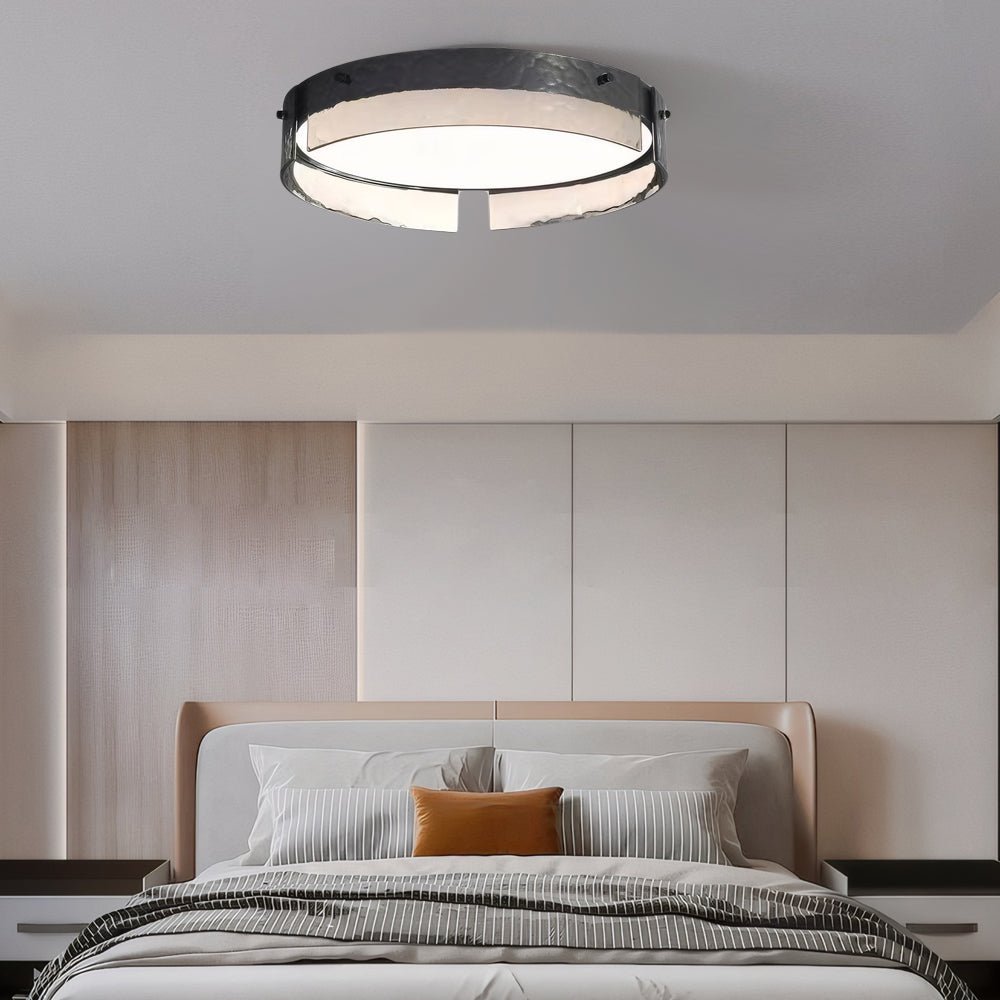 RAVENHURST HAMMERED GLASS CIRCULAR LED CEILING FIXTURE