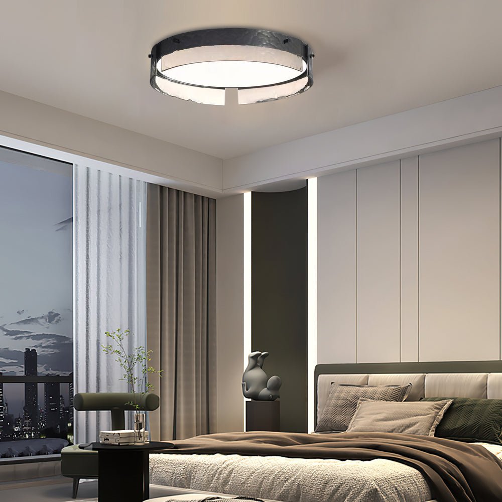 RAVENHURST HAMMERED GLASS CIRCULAR LED CEILING FIXTURE
