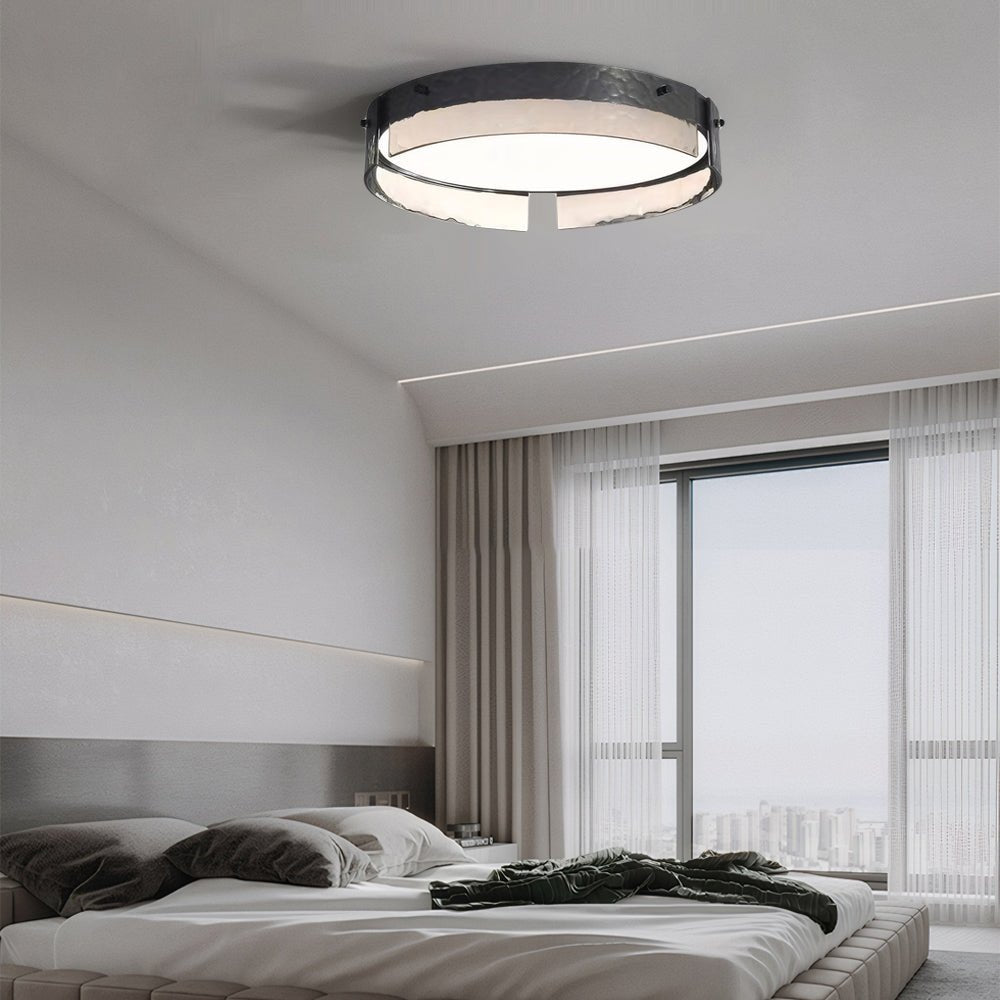 RAVENHURST HAMMERED GLASS CIRCULAR LED CEILING FIXTURE