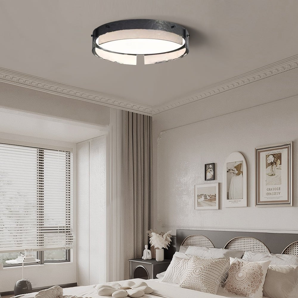 RAVENHURST HAMMERED GLASS CIRCULAR LED CEILING FIXTURE