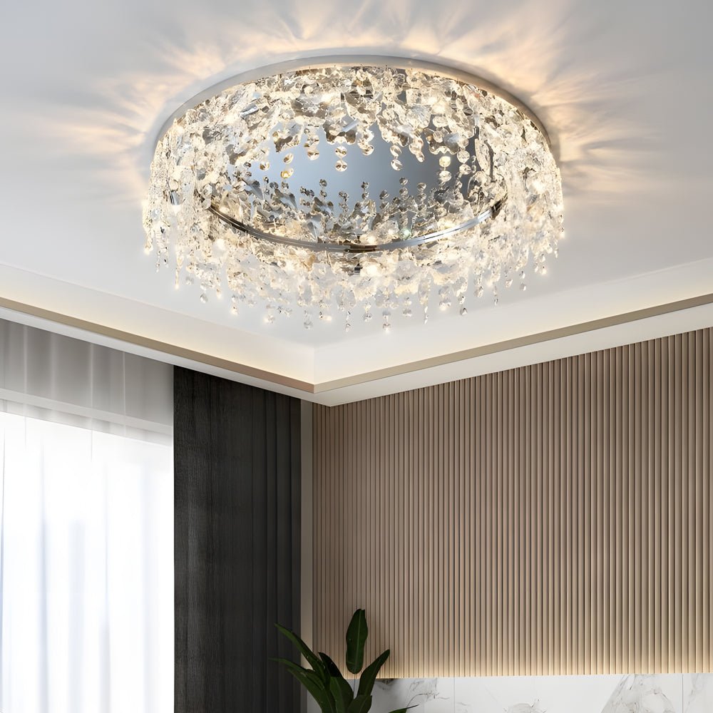 WINTERBOURNE CRYSTAL DROPLET CEILING LIGHT WITH DIMMABLE TASSEL ACCENTS