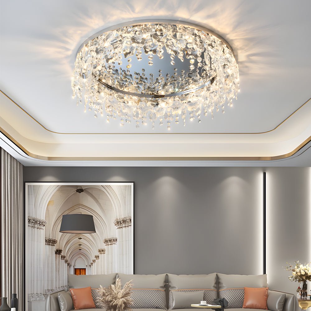 WINTERBOURNE CRYSTAL DROPLET CEILING LIGHT WITH DIMMABLE TASSEL ACCENTS