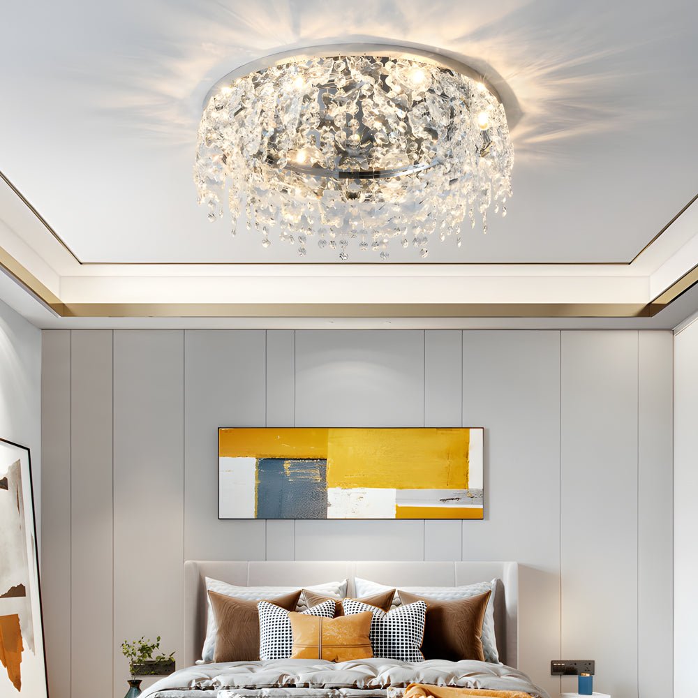 WINTERBOURNE CRYSTAL DROPLET CEILING LIGHT WITH DIMMABLE TASSEL ACCENTS