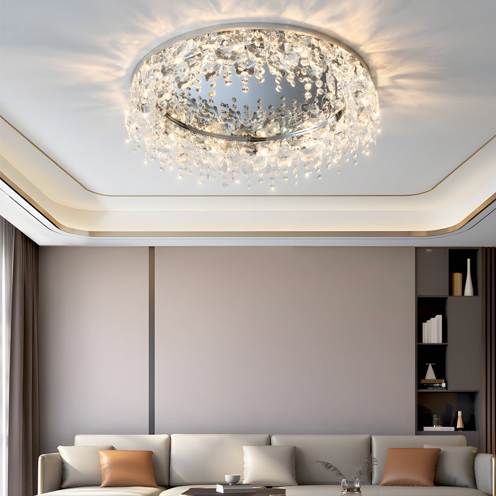 WINTERBOURNE CRYSTAL DROPLET CEILING LIGHT WITH DIMMABLE TASSEL ACCENTS