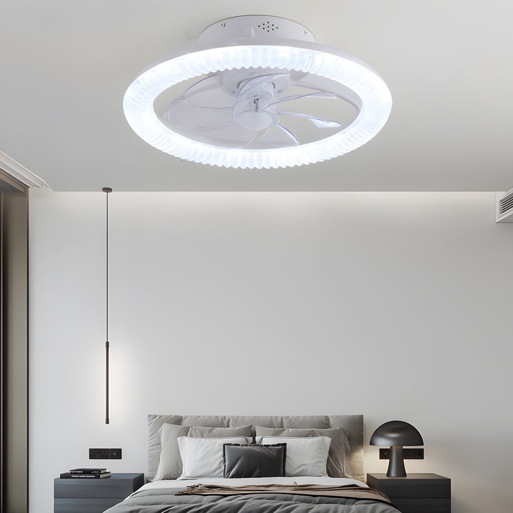 WINTHORPE CIRCULAR DIMMABLE CEILING FAN WITH RGB LIGHTING AND REMOTE CONTROL