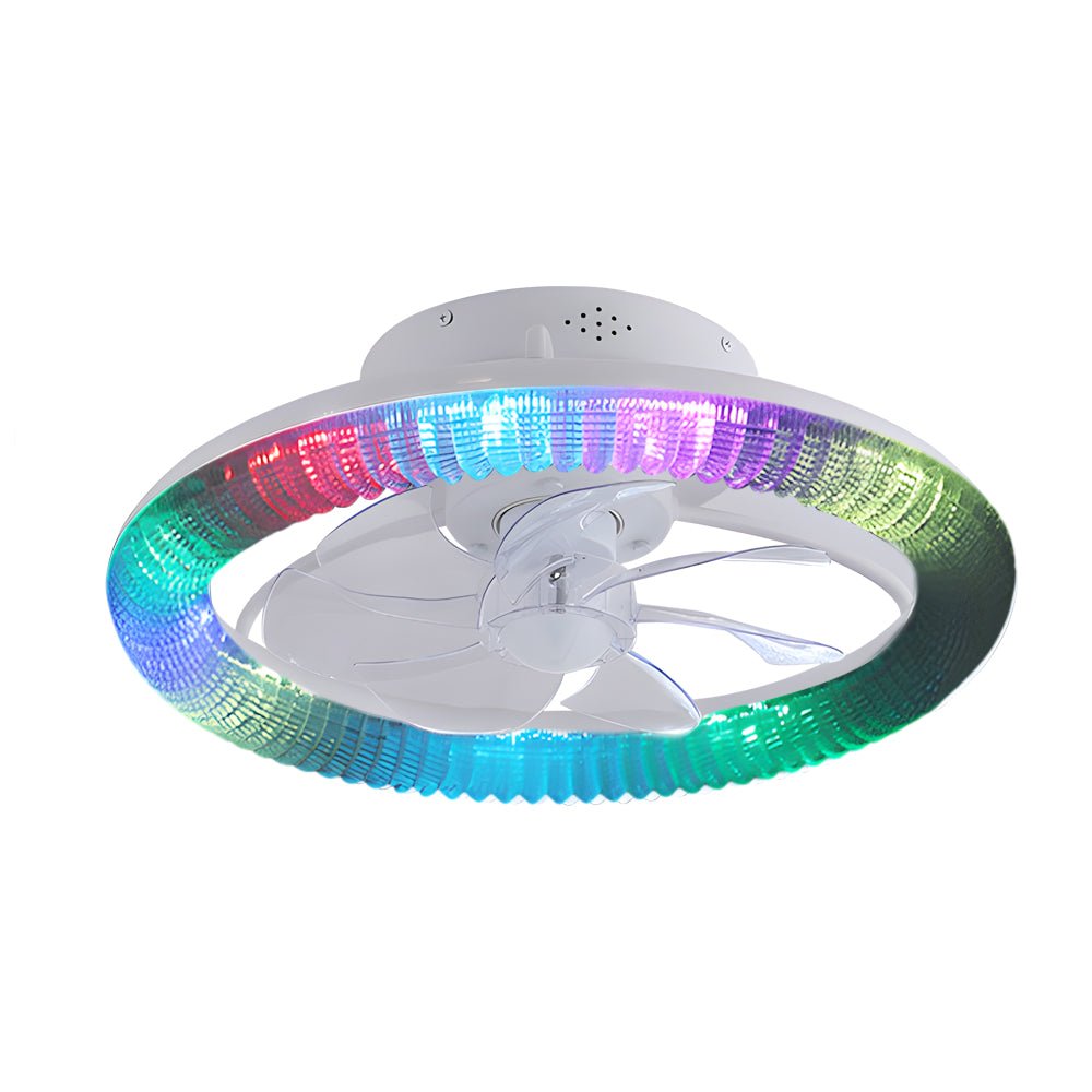 WINTHORPE CIRCULAR DIMMABLE CEILING FAN WITH RGB LIGHTING AND REMOTE CONTROL