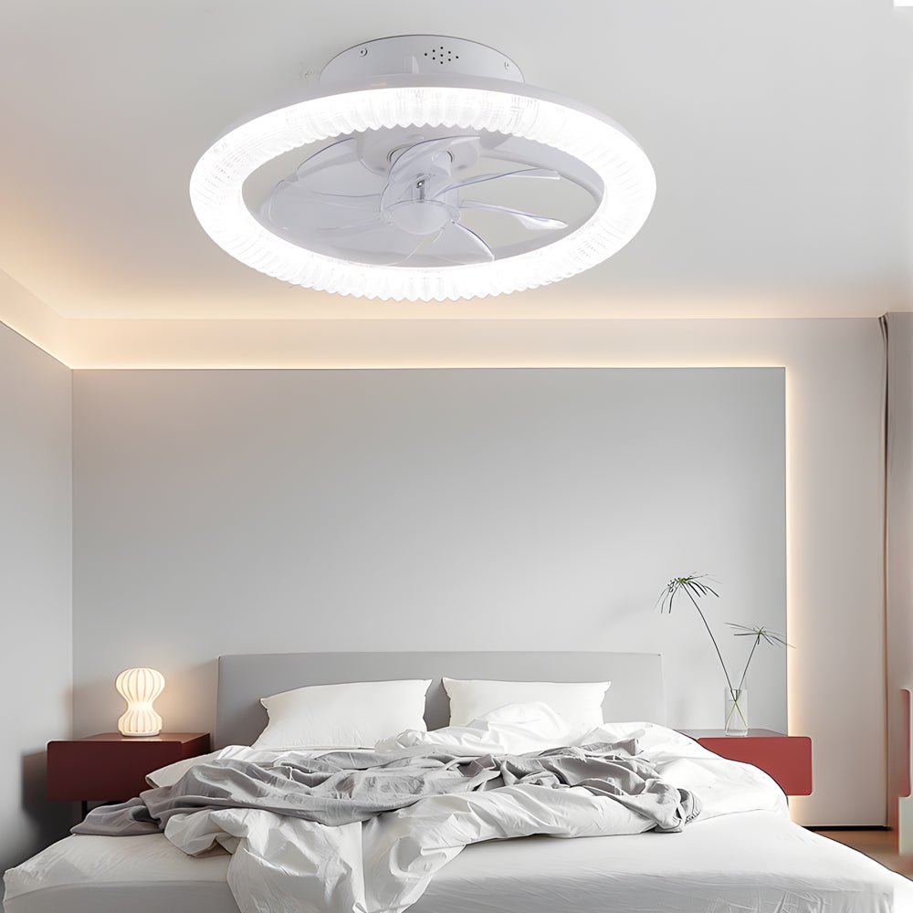 WINTHORPE CIRCULAR DIMMABLE CEILING FAN WITH RGB LIGHTING AND REMOTE CONTROL
