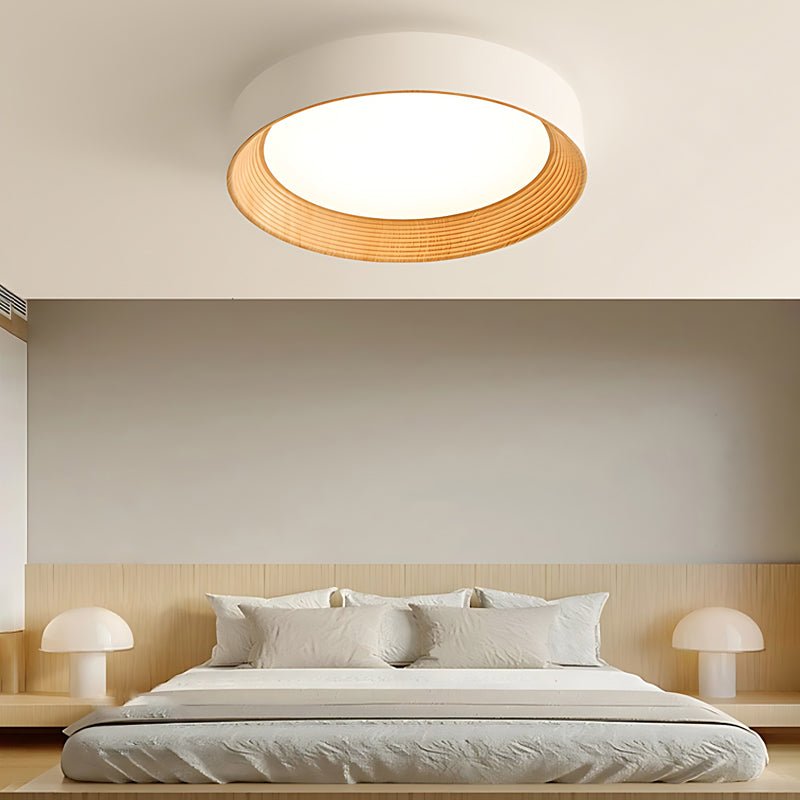 WINTHROP CIRCULAR IRON TRIO DIMMER CEILING LAMP WITH WOODEN FINISH